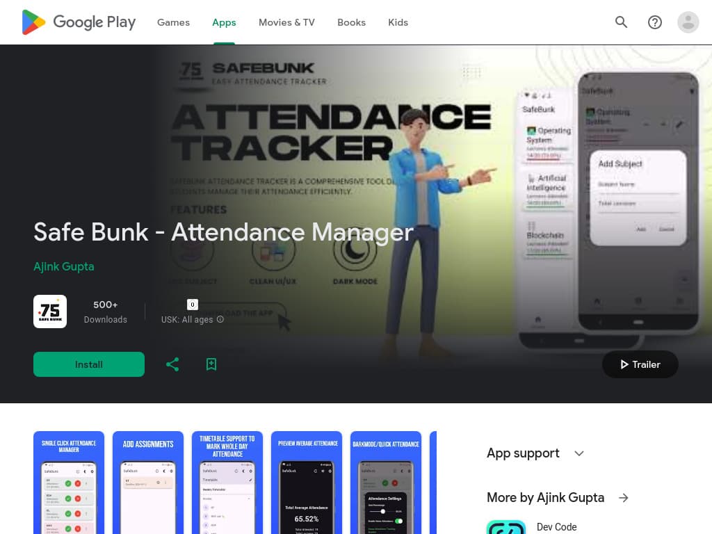 SafeBunk Attendance Tracker : 1,000+ Downloads and Counting!